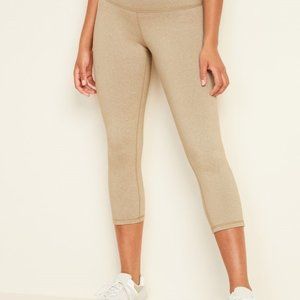 Old Navy High-Waisted CozeCore Crop Leggings Size L NEW NWT - Mocha Taffy Tan